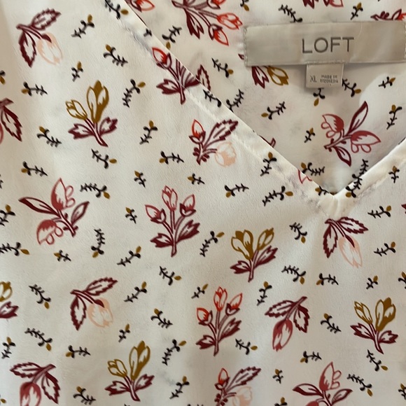 LOFT Autumn Floral flutter sleeve v-neck blouse - Picture 2 of 7
